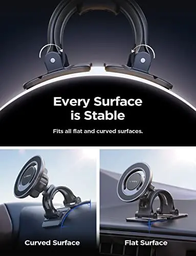 LISEN for MagSafe Car Mount [Strong Magnets] Magnetic Phone Holder for Car Hands Free Cell Phone Mount Cradle Vent & Dashboard Car Accessories for Women Men fit iPhone 17 16 15 14 13 12, Black | 2-in-1 Vent & Dashboard Car Phone Mount 22*N55 Strong M - 3