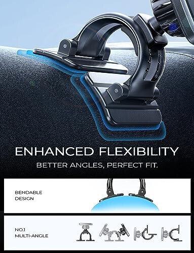 LISEN Magnetic Car Phone Mount for iPhone and Android with 6 Magnets and Adjustable Arch Design, Black - 5