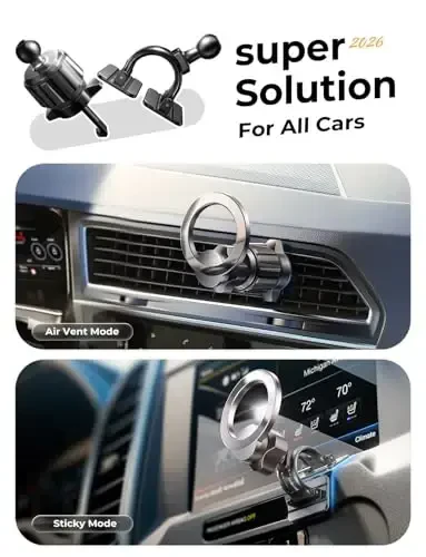 LISEN for MagSafe Car Mount iPhone 17 Car Accessories for Men Women Interior,Magnetic Phone Holder for Car [95% Increase Magnetic] Truck Vent Phone Mount 2X Mat Fit GPS iPhone 17 Pro Max Air 16 15 - 1