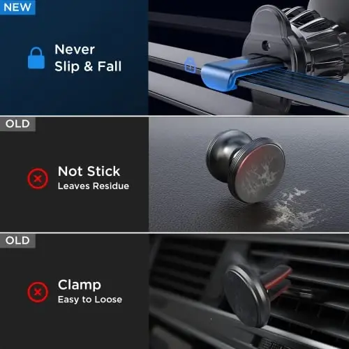LISEN Magnetic Phone Holder for Car Upgraded Clip Ultra Car Phone Holder 6 Strong Magnets Cell Phone Holder Car Magnetic Case Friendly Phone Car Holder Mount for 4-6.7 inch Smartphones (Red) - 3
