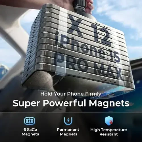 LISEN Phone Holder Car, [Upgraded Clip] Ultra Magnetic Phone Mount [6 Strong Magnets] Cell Phone Holder Car Magnetic [Case Friendly] Phone Car Holder Mount for 4-6.7 inch Smartphones (Black) - LISEN