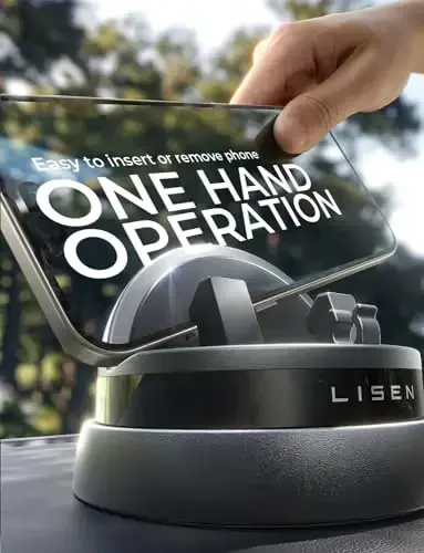 LISEN Phone Holders for Your Car Dashboard, 360° Rotatable Dash Mount Cell Phone Holder,Car Phone Holder Mount Compatible with iPhone 15 Pro Max/14/13/12, Samsung S24/23/22,GPS Devices - 5