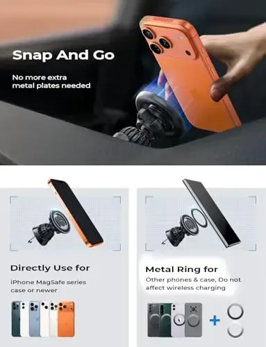 LISEN Подходит для MagSafe автомобильный крепление Сильный Магнитный Держатель для Телефона для автомобиля Magsafe, Крепление на воздуховод приборной панели iPhone автомобильный крепление Держатель Автомобильные аксессуары для iPhone 15 12 13 14 Pro - LISEN (1)