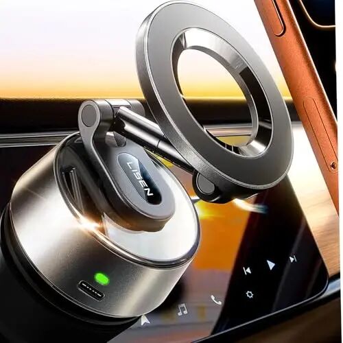 LISEN Suction Phone Mount for Car【Leaves No Residue】, 360 Adjustable Vacuum Magnetic Phone Holder for Car Dashboard Universal Magsafe Accessories for iPhone 18 Pro Max Air 17 16 15 14 13 - LISEN
