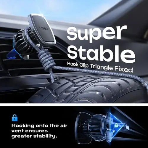 LISEN Magnetic Phone Holder for Car, Upgraded Clip + Ultra 6 Strong Magnets, Phone Magnets for Back of Cell Phone, Soporte de Telefono para carro, Gifts for Women Men, Car Accessories - 4