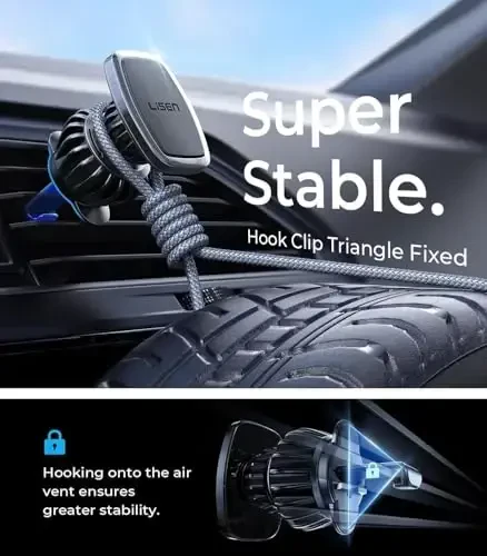 LISEN Magnetic Phone Holder for Car - Upgraded Clip Ultra 6 Strong Magnets, Phone Magnets for Back of Phone, Soporte de Telefono para carro for Galaxy S25 Ultra 4-6.7 inch Smartphones (Black) - LISEN (1)