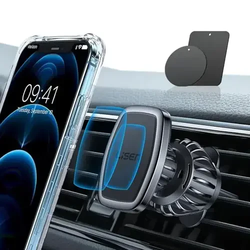 LISEN Magnetic Phone Holder for Car - Upgraded Clip Ultra 6 Strong Magnets, Phone Magnets for Back of Phone, Soporte de Telefono para carro for Galaxy S25 Ultra 4-6.7 inch Smartphones (Black) - 3