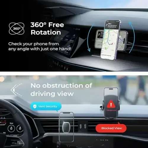 LISEN Magnetic Phone Holder for Car - Upgraded Clip Ultra 6 Strong Magnets, Phone Magnets for Back of Phone, Soporte de Telefono para carro for Galaxy S25 Ultra 4-6.7 inch Smartphones (Black) - 4