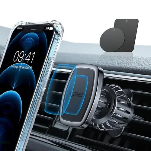 LISEN Magnetic Phone Holder for Car, Upgraded Clip + Ultra 6 Strong Magnets, Phone Magnets for Back of Cell Phone, Soporte de Telefono para carro, Gifts for Women Men, Car Accessories - 1