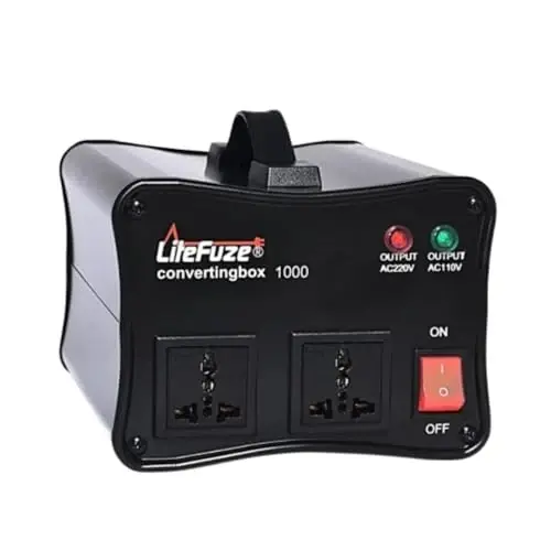 LiteFuze 1000W kuchlanish konvertori Step-up/Down avtomatik quvvat transformatori - 110/120v dan 220/240v gacha - Og'ir yuk - O'chirgich himoyasi - Konvertatsiya qutisi texnologiyasi - Moviy - 1