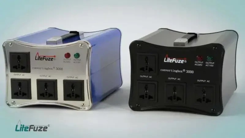 LiteFuze 1500W Voltage Converter - 110v to 220v & 220v to 110v Step-Up/Down Transformer - Dual Circuit Breaker Protection - Universal Output - Converting Box Tech - CE Certified - 7