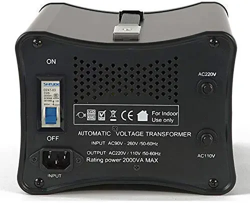 LiteFuze 2000W Voltage Converter Step-up/Down Auto Power Transformer - 110/120v to 220/240v - Heavy Duty – Circuit Breaker Protection – Converting Box Technology - Black - 2