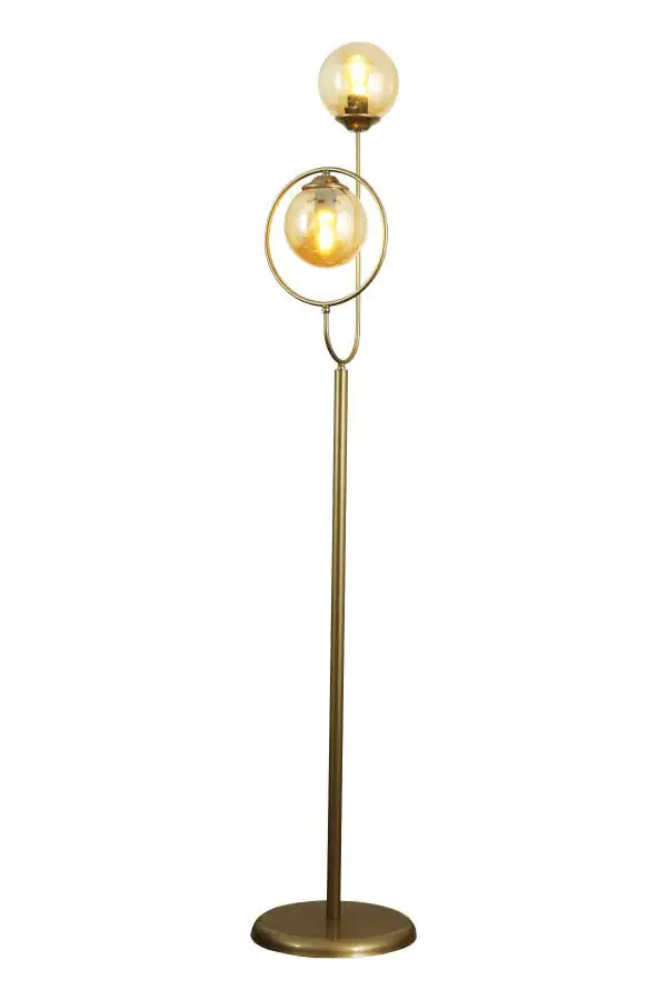 Lito 2-Light Antique Floor Lamp with Honey Glass - 1