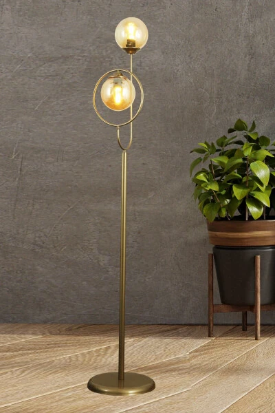 Lito 2-Light Antique Floor Lamp with Honey Glass - 4
