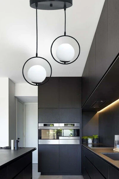 Lito 2-Light Black Tray Pendant Light Fixture - Glass - TAŞCAN AYDINLATMA