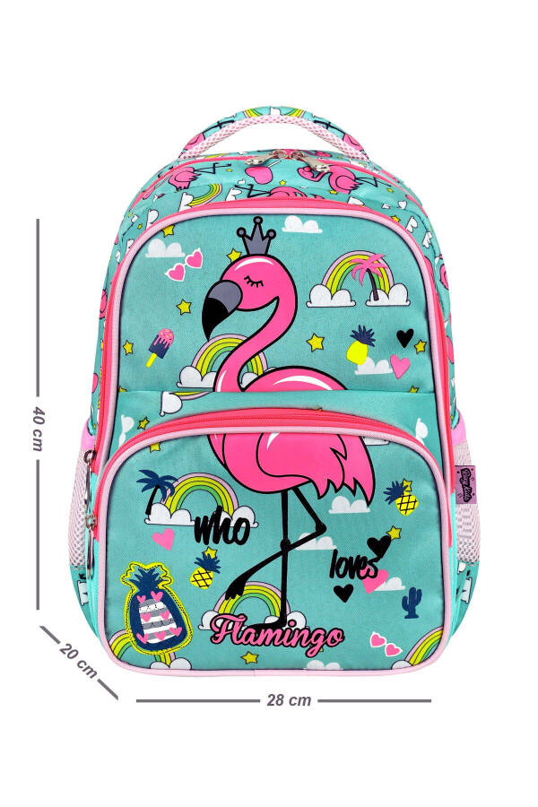 Litsenziyalangan Flamingo 3 qismli to'plam Boshlang'ich maktab sumkasi, Termal ovqat sumkasi va qalam qutisi to'plami - 2