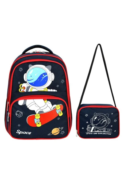 Litsenziyalangan ko‘k rangli Astronavt Space boshlang‘ich maktab va tushlik sumkasi to‘plami - Modazone