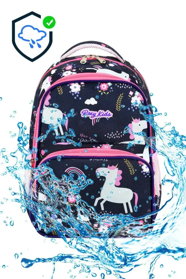 Litsenziyalangan Unicorn 3 qismli to'plam: boshlang'ich maktab sumkasi, termal tushlik sumkasi va qalam qutisi to'plami - 3