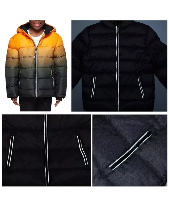 Little and Big Boys' Heavyweight Puffer Jacket Coat-Amber Orange - 6