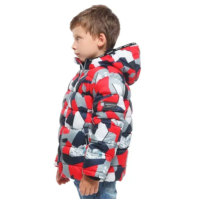 Little and Big Boys' Heavyweight Puffer Jacket Coat-Red Geometry - 2