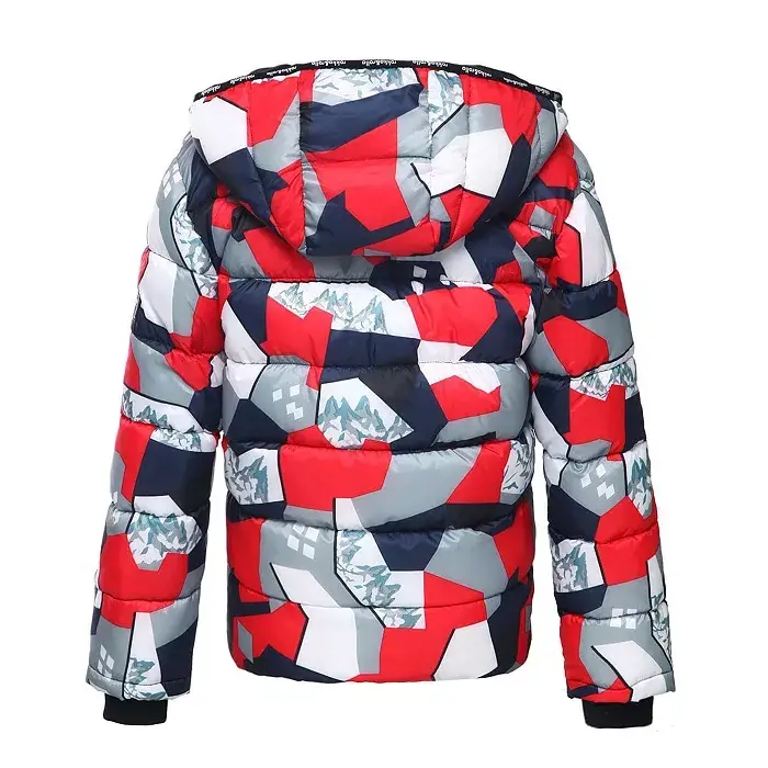 Little and Big Boys' Heavyweight Puffer Jacket Coat-Red Geometry - 3