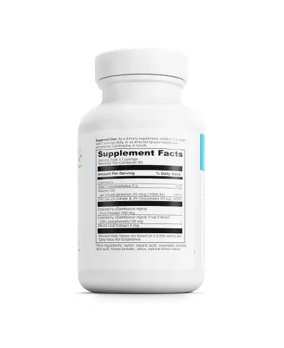 Little DaVinci Immuni-z + Elderberry - Kids Zinc Lozenge to Support Immune Health, Healthy Lungs and Throat Tissue - With Vitamin D3, Zinc, Elderberry and More - Lemon Flavor - DAVINCI LABS (1)