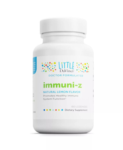 Little DaVinci Immuni-z - Kids Zinc Lozenge to Support Immune Health, Throat Tissue, Brain Health and Development, Sleep and Focus - With Zinc Citrate and More - Lemon Flavor No Color - 1