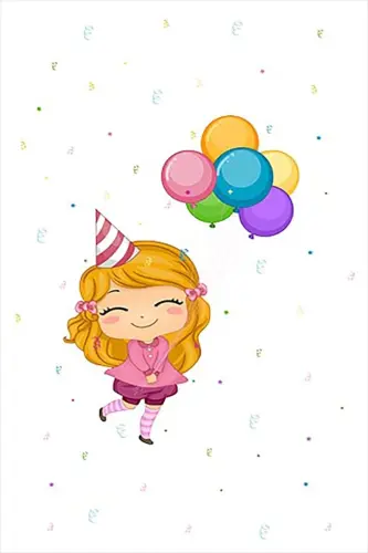 Little Girl Patterned Colorful Speckled Digital Print Washable Non-Slip Base Kids and Baby Room Carpet-White - 1