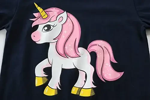 Little Girls Pajamas Qisqa Yengli 100% Paxta Bolalar Pijama Suv Pari Kiyimi Unicorn Pijama Yozgi Kiyimlar To'plami 1-7T - 3