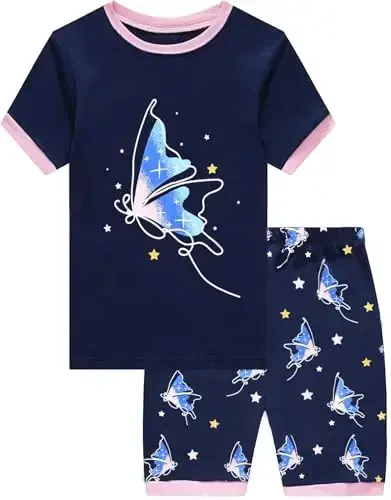 Little Girls Pajamas Short Sleeve 100% Cotton Toddler Pjs Mermaid Sleepwear Unicorn Pajama Summer Clothes Sets 1-7T - 1