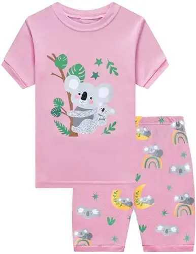 Little Girls Pajamas Short Sleeve 100% Cotton Toddler Pjs Mermaid Sleepwear Unicorn Pajama Summer Clothes Sets 1-7T - CM-KID