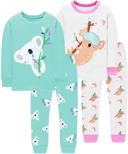 Little Hand Girls Pajamas Dinosaur Cotton Unicorn Pjs Jammies Fall Winter Long Sleeve Kids Sleepwear Sets for Size 2-7T - 1