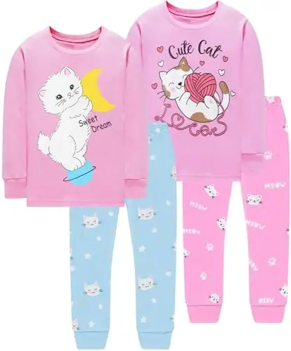 Little Hand Girls Pajamas Dinosaur Cotton Unicorn Pjs Jammies Fall Winter Long Sleeve Kids Sleepwear Sets for Size 2-7T 
