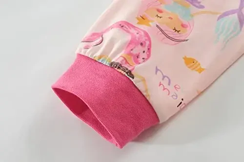 Little Hand Girls Pajamas Dinosaur Cotton Unicorn Pjs Jammies Kuzgi Qish Uzun Yengli Bolalar Uyqu Kiyimlari To'plamlari 2-7T Hajmi uchun - 6