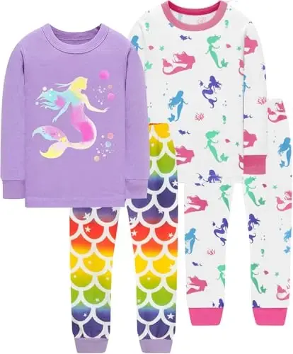 Little Hand Girls Pajamas Dinosaur Paxta Unicorn Pjs Jammies Kuzgi Qish Uzun Yengli Bolalar Uyqu Kiyimlar To'plamlari 2-7T Hajmi uchun 