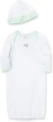 Little Me Clothes for Baby Girls' 2-Piece Nightgown and Cap Set 100% Cotton with Elastic Bottom, Baby Essentials, 0-3 Months - 1