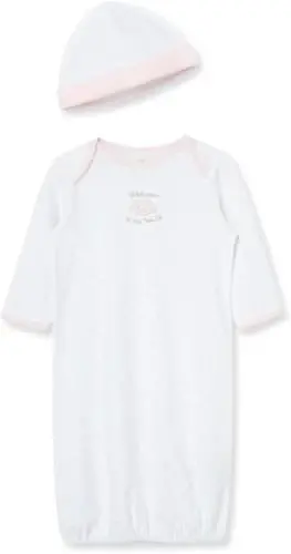 Little Me Одежда для маленьких девочек, комплект из 2 предметов: ночная рубашка и шапочка, 100% хлопок с эластичным низом, товары первой необходимости для младенцев, 0-3 месяцев - MODAZONE