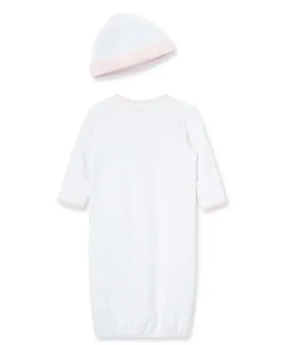 Little Me Одежда для маленьких девочек, комплект из 2 предметов: ночная рубашка и шапочка, 100% хлопок с эластичным низом, товары первой необходимости для младенцев, 0-3 месяцев - 2