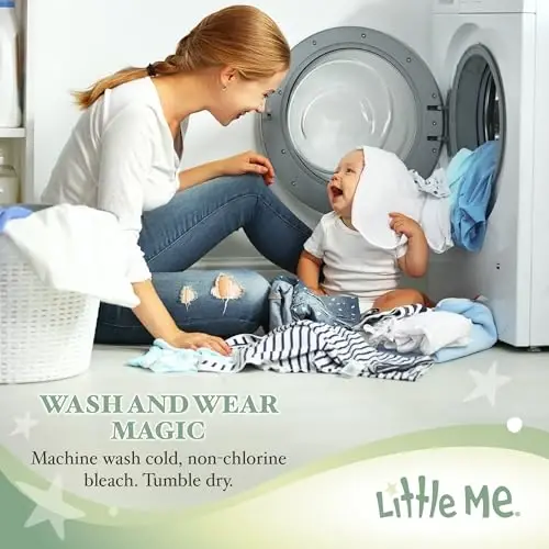 Little Me Одежда для маленьких девочек, комплект ночной рубашки и шапочки из 2 предметов, 100% хлопок с эластичным низом, предметы первой необходимости для младенцев, 0–3 месяцев - 5