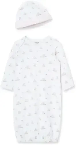 Little Me Одежда для новорожденных девочек, комплект из 2 предметов: ночная рубашка и шапочка, 100% хлопок, с эластичным низом, необходимые вещи для новорожденных, 0-3 месяцев - 1