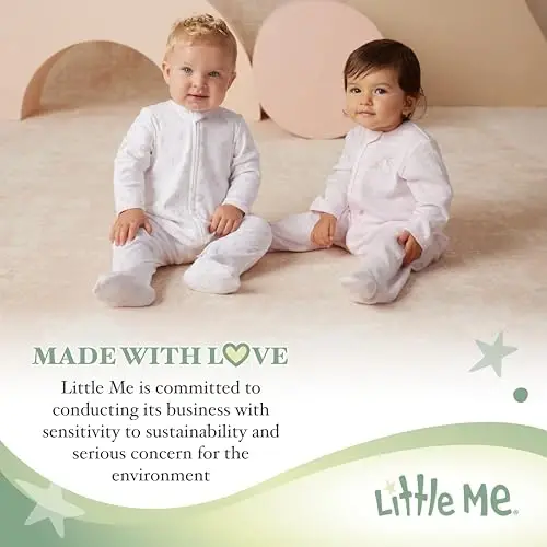 Little Me Одежда для новорожденных девочек, комплект ночной рубашки и шапочки из 2 предметов, 100% хлопок с эластичным низом, товары первой необходимости для новорожденных, 0-3 месяца - 6