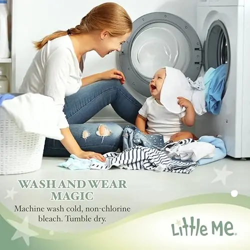 Little Me Одежда для новорожденных девочек, комплект ночной рубашки и шапочки из 2 предметов, 100% хлопок с эластичным низом, товары первой необходимости для новорожденных, 0-3 месяца - 5