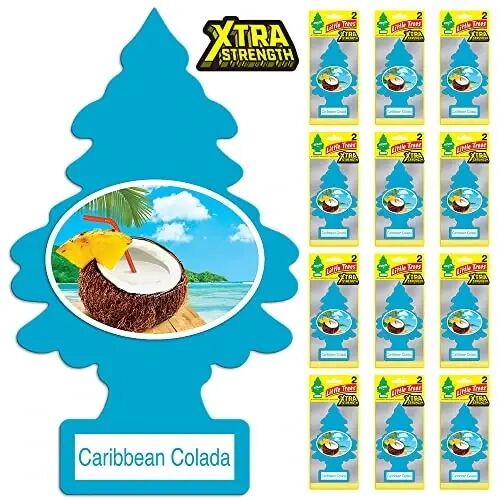 LITTLE TREES Air Fresheners Car Air Freshener. Xtra Strength Provides Long-Lasting Scent for Auto or Home. Extra Boost of Fragrance. Caribbean Colada, 24 Air Fresheners - LITTLE TREES (1)