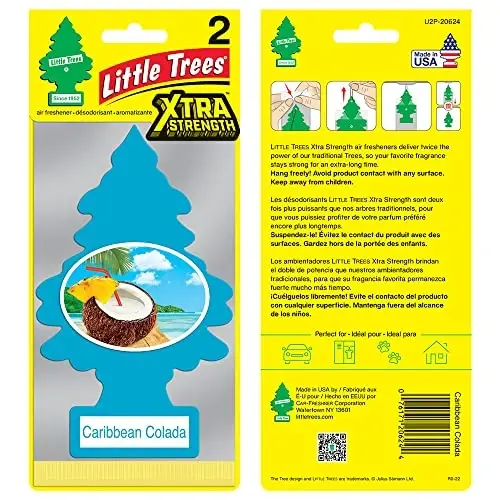LITTLE TREES Air Fresheners Car Air Freshener. Xtra Strength Provides Long-Lasting Scent for Auto or Home. Extra Boost of Fragrance. Caribbean Colada, 24 Air Fresheners - 3