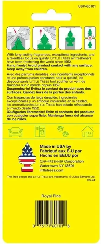 LITTLE TREES Car Air Freshener | Hanging Paper Tree for Home or Car | Royal Pine | 3 Pack - 7