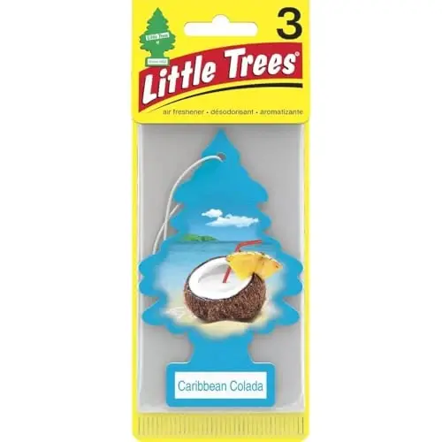 LITTLE TREES Car Air Freshener | Hanging Paper Tree for Home or Car | Caribbean Colada | 3 Pack - 2