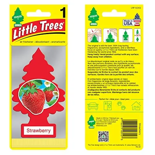 LITTLE TREES Car Air Freshener | Hanging Paper Tree for Home or Car | Strawberry | 6 Pack - LITTLE TREES (1)