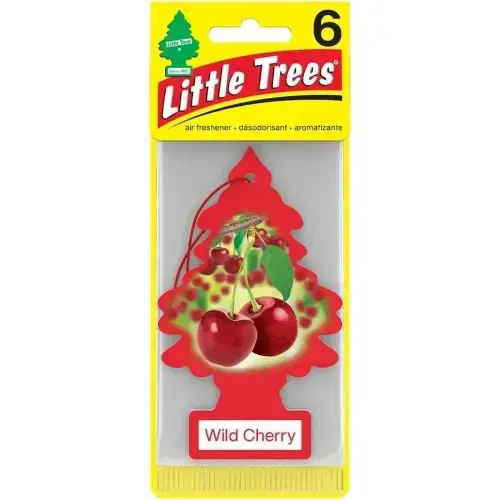 LITTLE TREES Car Air Freshener | Hanging Paper Tree for Home or Car | Wild Cherry | Pack of 6 - LITTLE TREES (1)