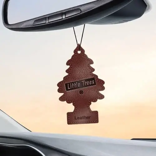 LITTLE TREES Car Air Freshener | Uy uchun yoki mashina uchun osilgan qog'oz daraxti | Teri | 3 dona - 4