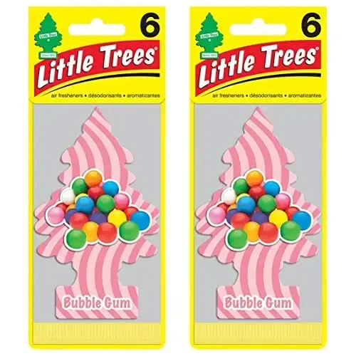Little Trees Cardboard Hanging Car, Home & Office Air Freshener, Bubble Gum (Pack of 12) - 1